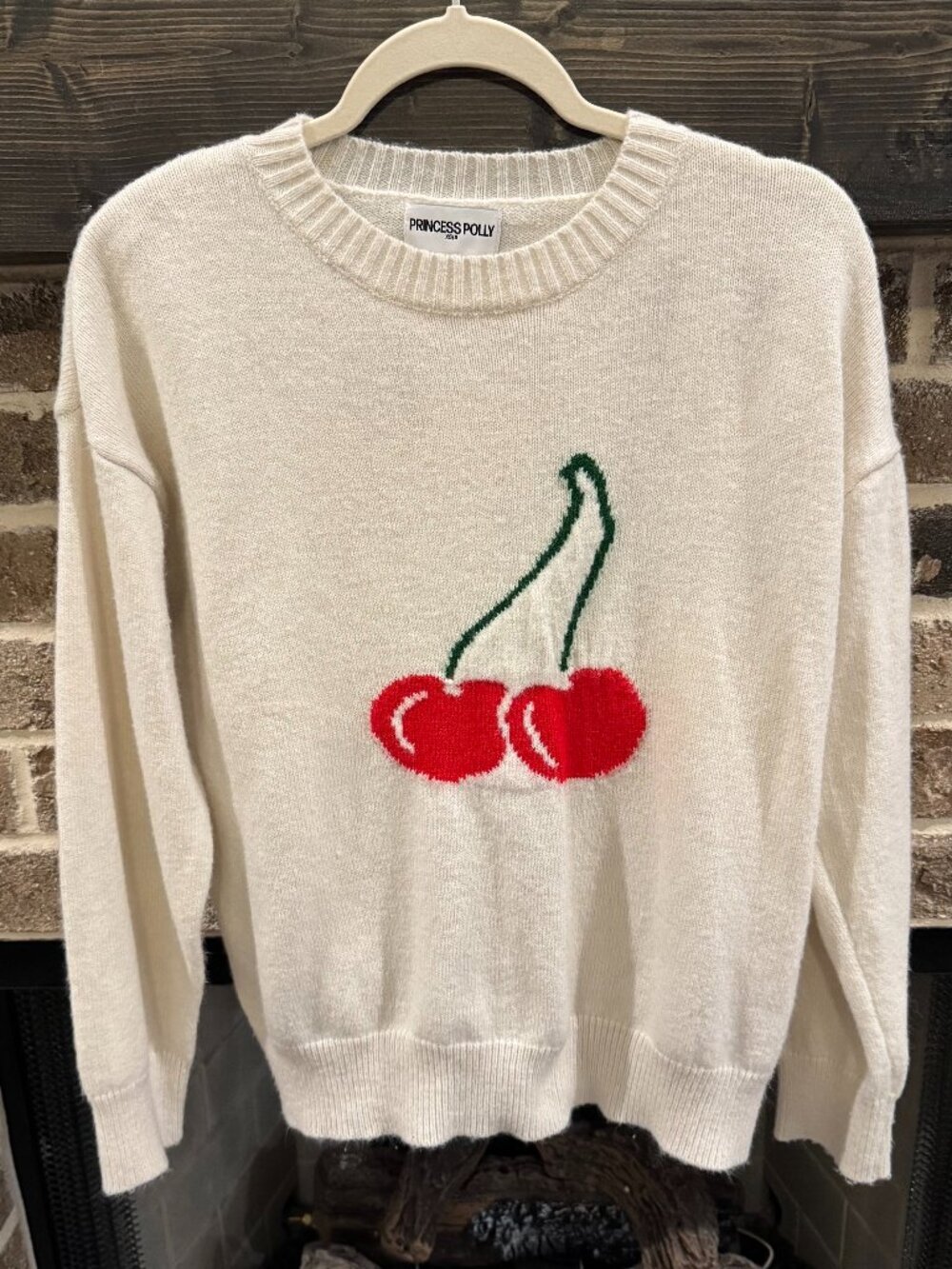 Princess Poly PP Cherry Dreams Knit Jumper Cream Red Knit Sweater Top XS / Small
